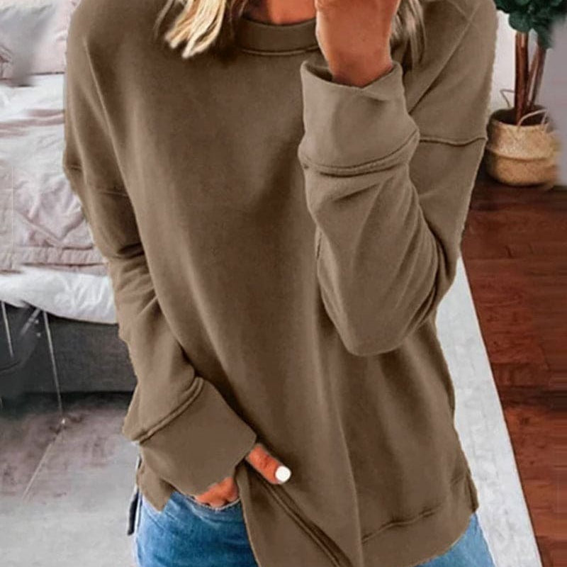 Sudadera Mujer Oversize con Cuello Redondo y Corte Casual