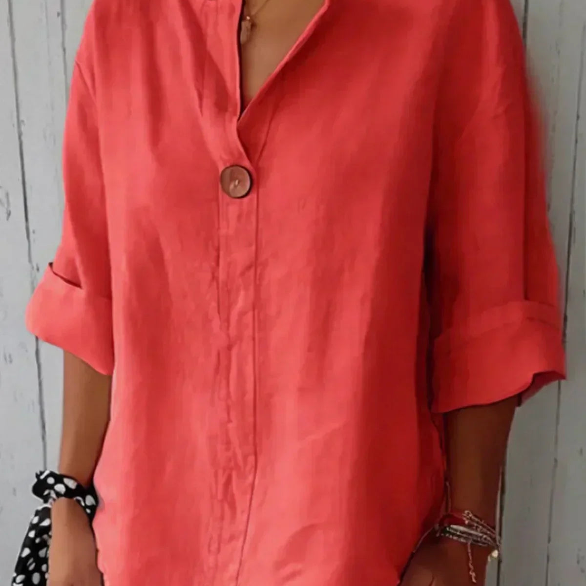 Buttoned Linen Blouse for Women