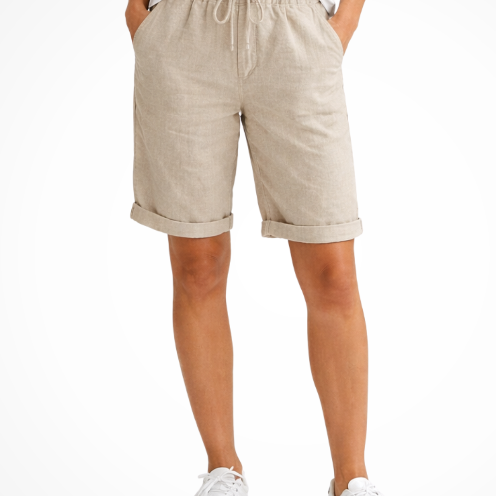 Pantalón capri de lino para mujer, corte relajado, comodidad diaria