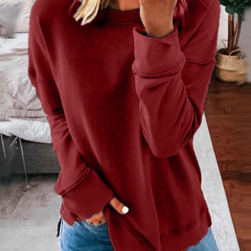 Sudadera Mujer Oversize con Cuello Redondo y Corte Casual