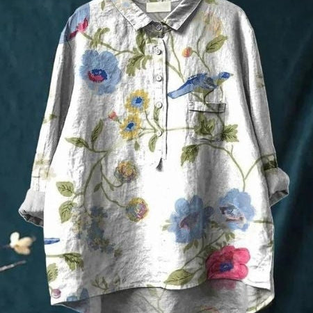 Casual Floral Women's Shirt - Artistic and Elegant Style