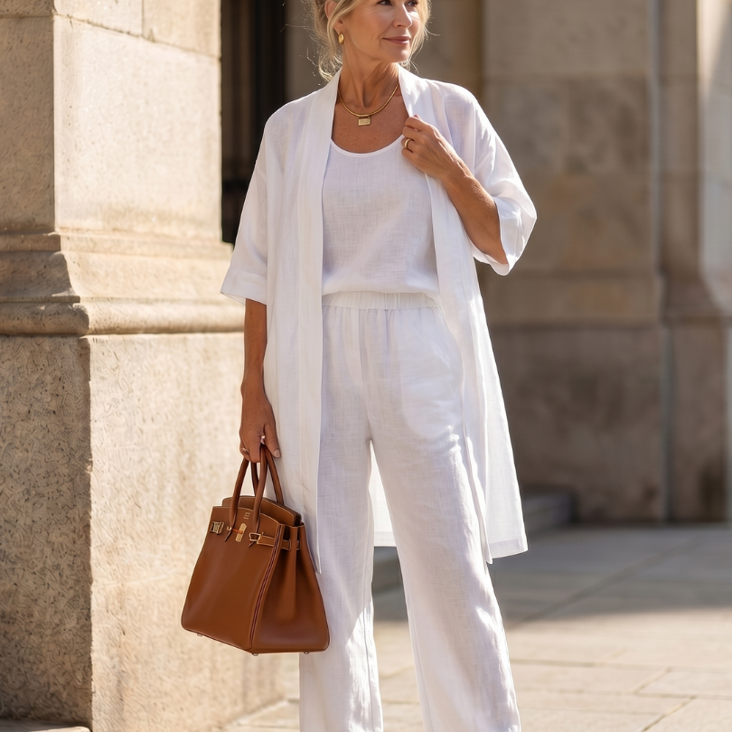 Women's Casual 3-Piece Set with Long Cardigan and Loose Pants