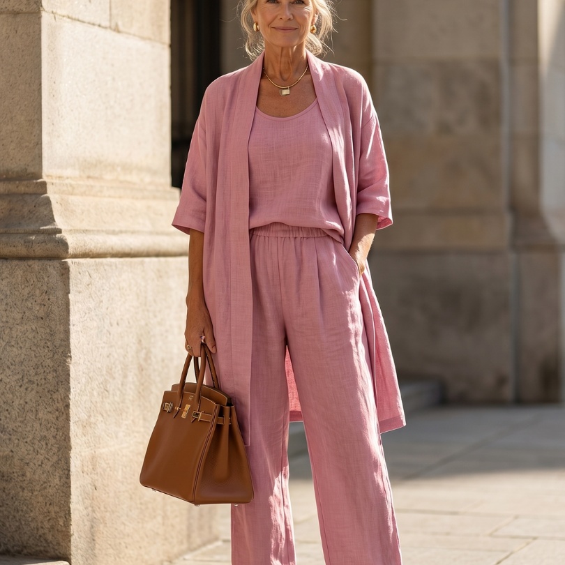 Women's Casual 3-Piece Set with Long Cardigan and Loose Pants