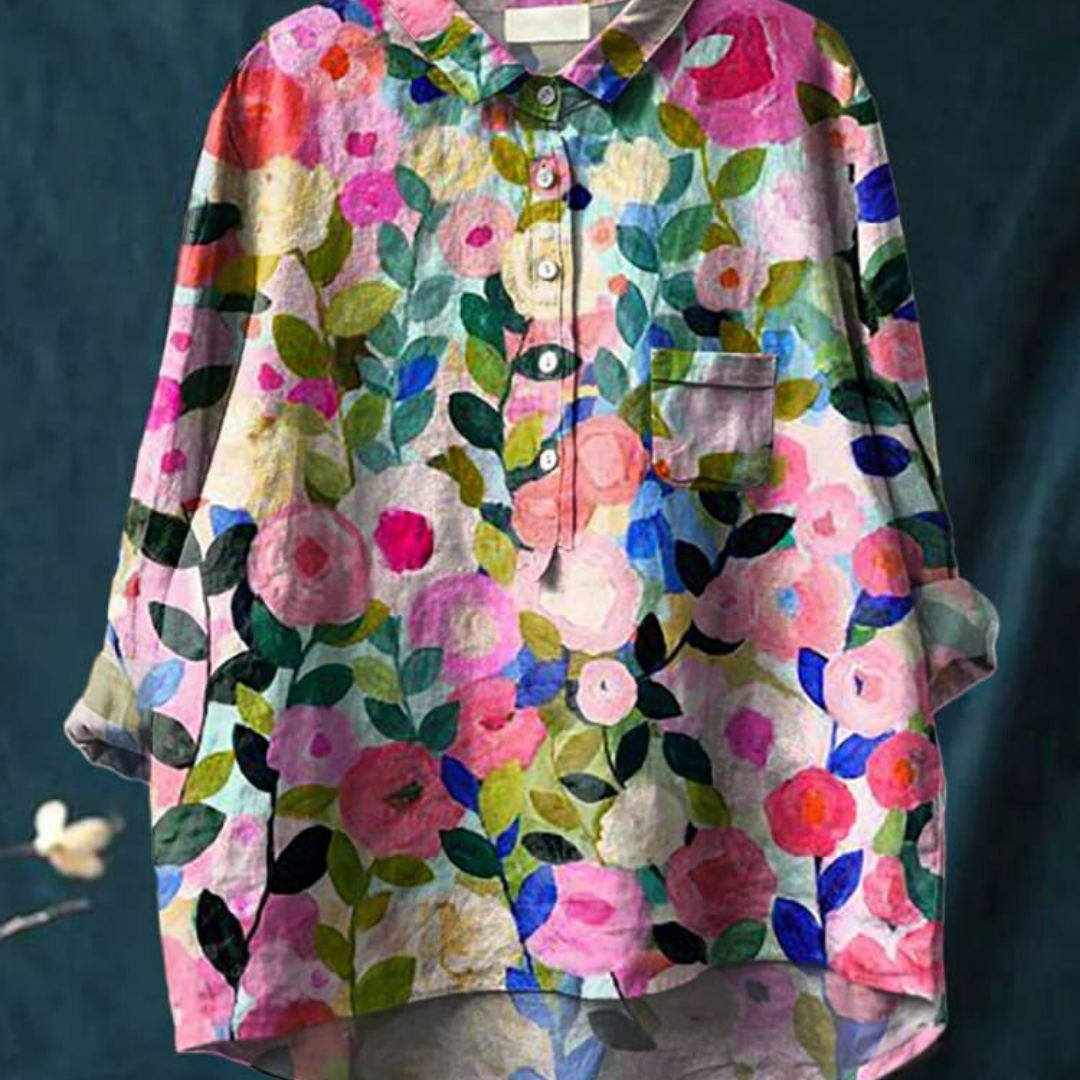 Casual Floral Women's Shirt - Artistic and Elegant Style