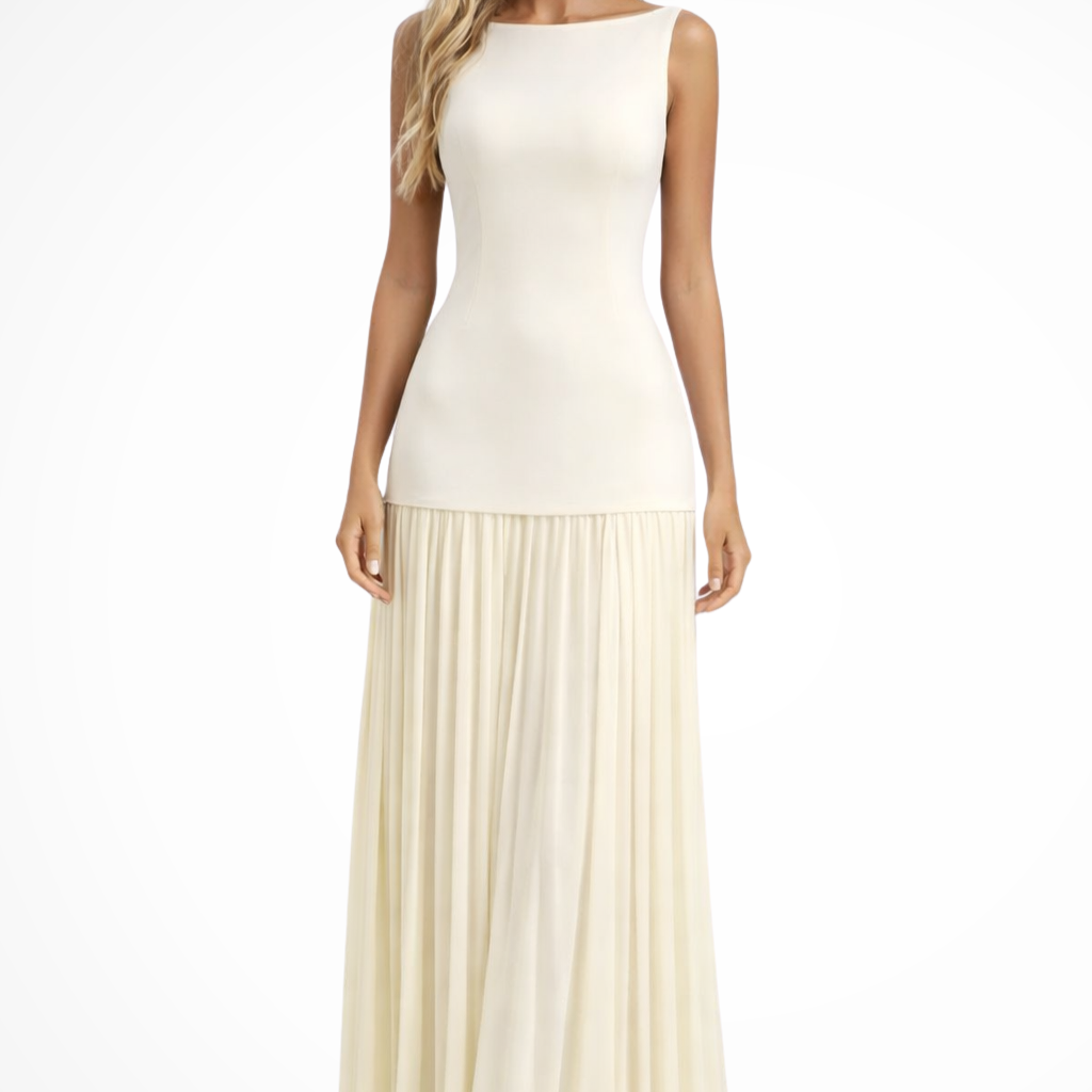 Elegant pleated long dress for women