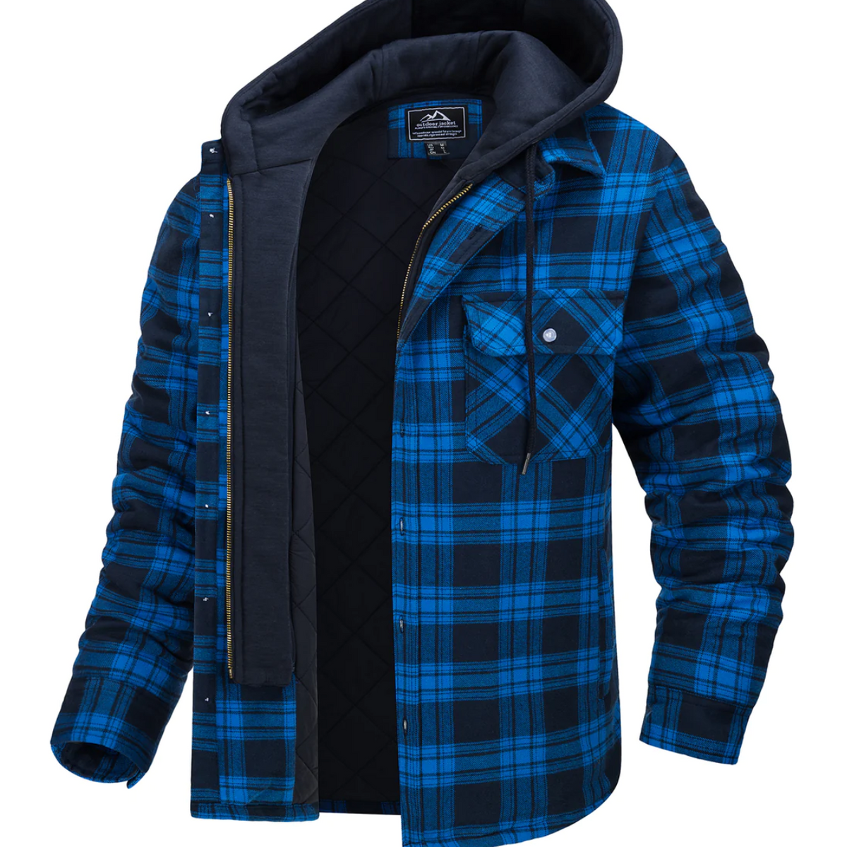 Chaqueta de cuadros con capucha para hombre