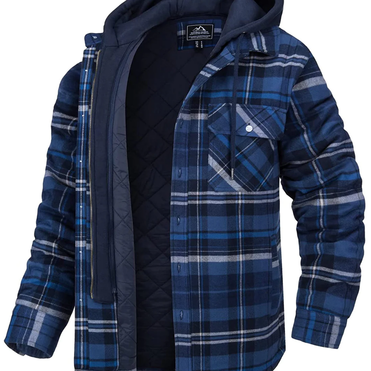 Chaqueta de cuadros con capucha para hombre