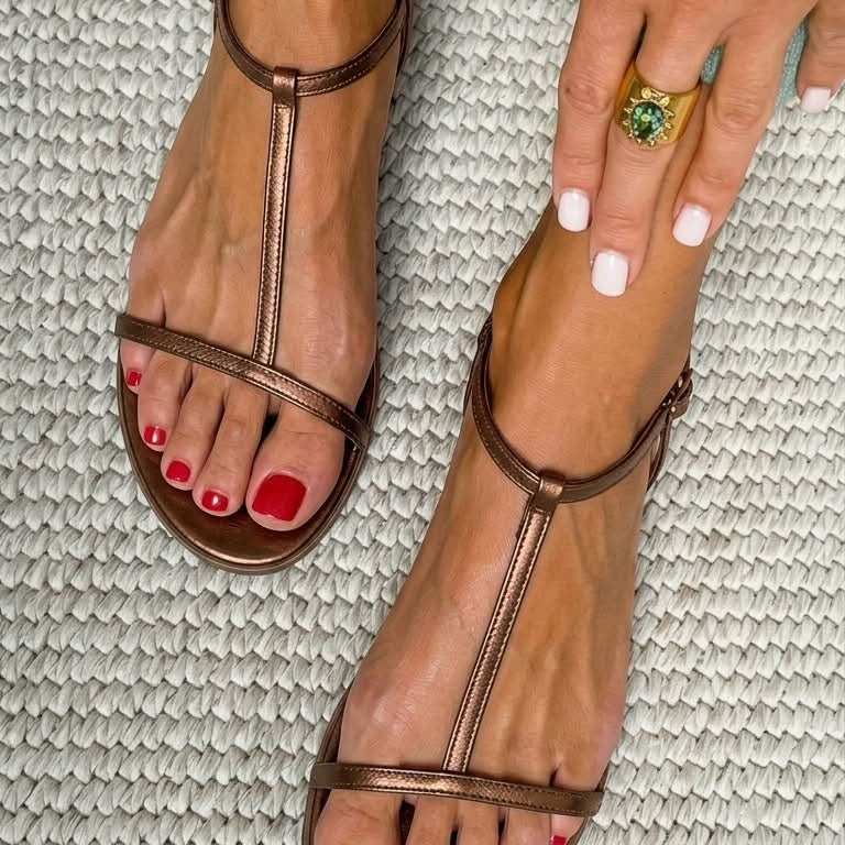 Minimalist Women's T-Strap Sandals