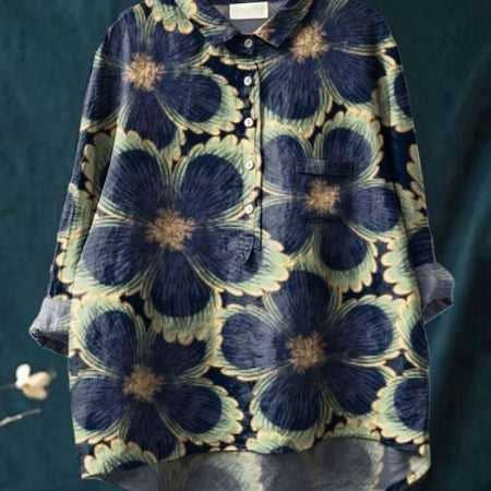 Casual Floral Women's Shirt - Artistic and Elegant Style