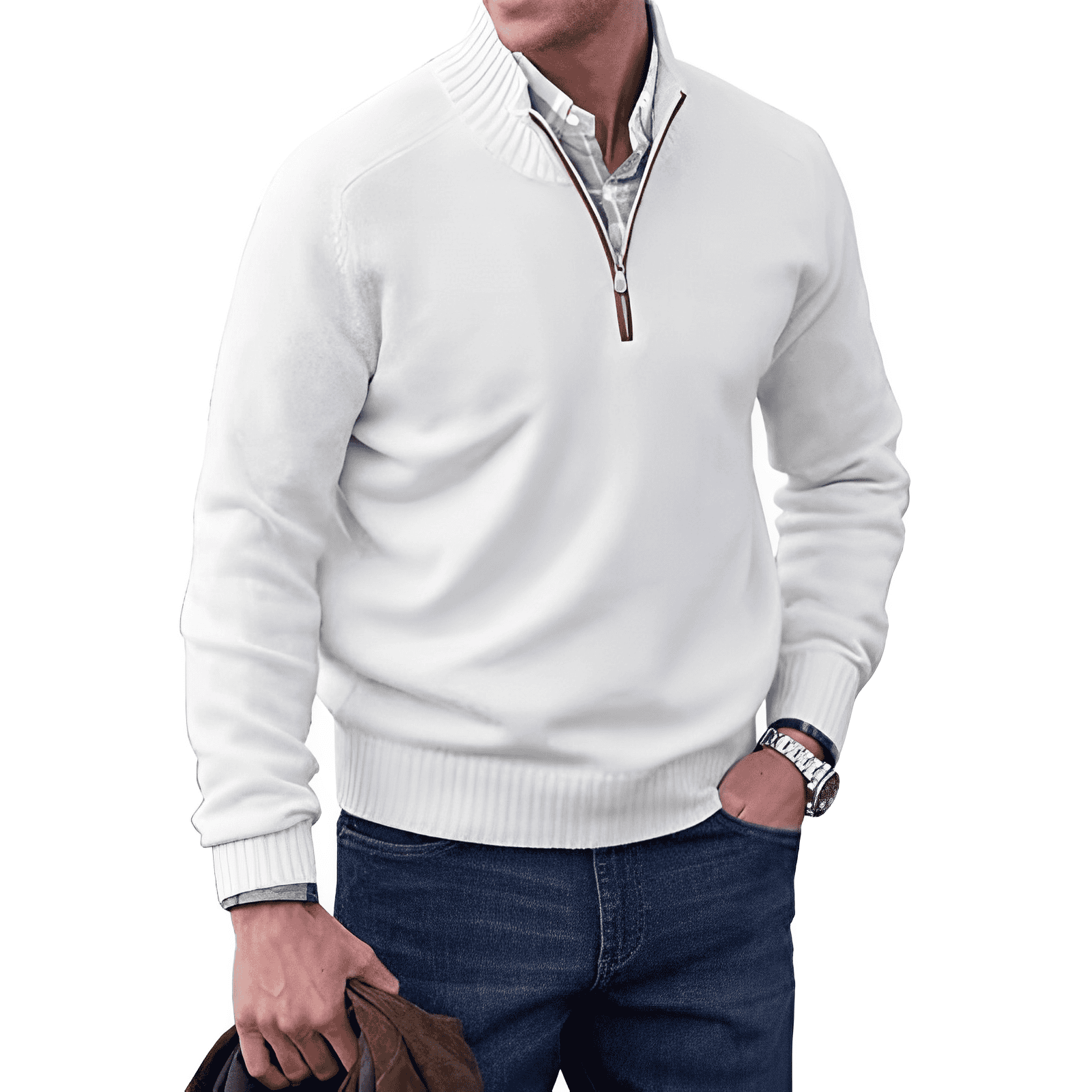 Men’s Quarter-Zip Sweater with a Classic Fit