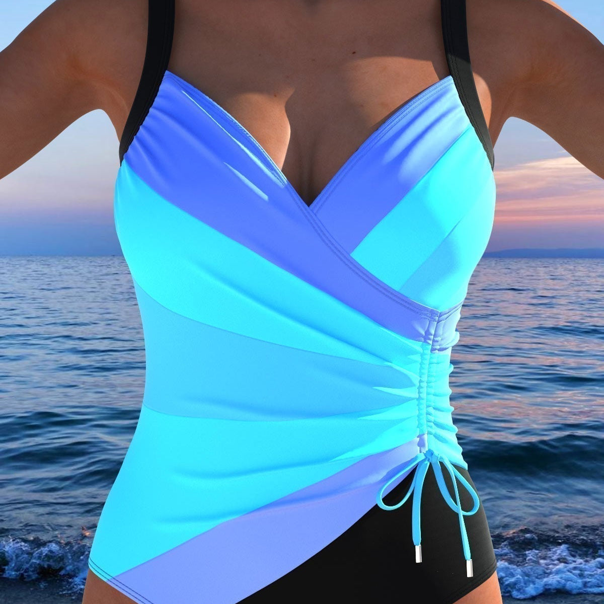 Women's flat tummy printed swimsuit