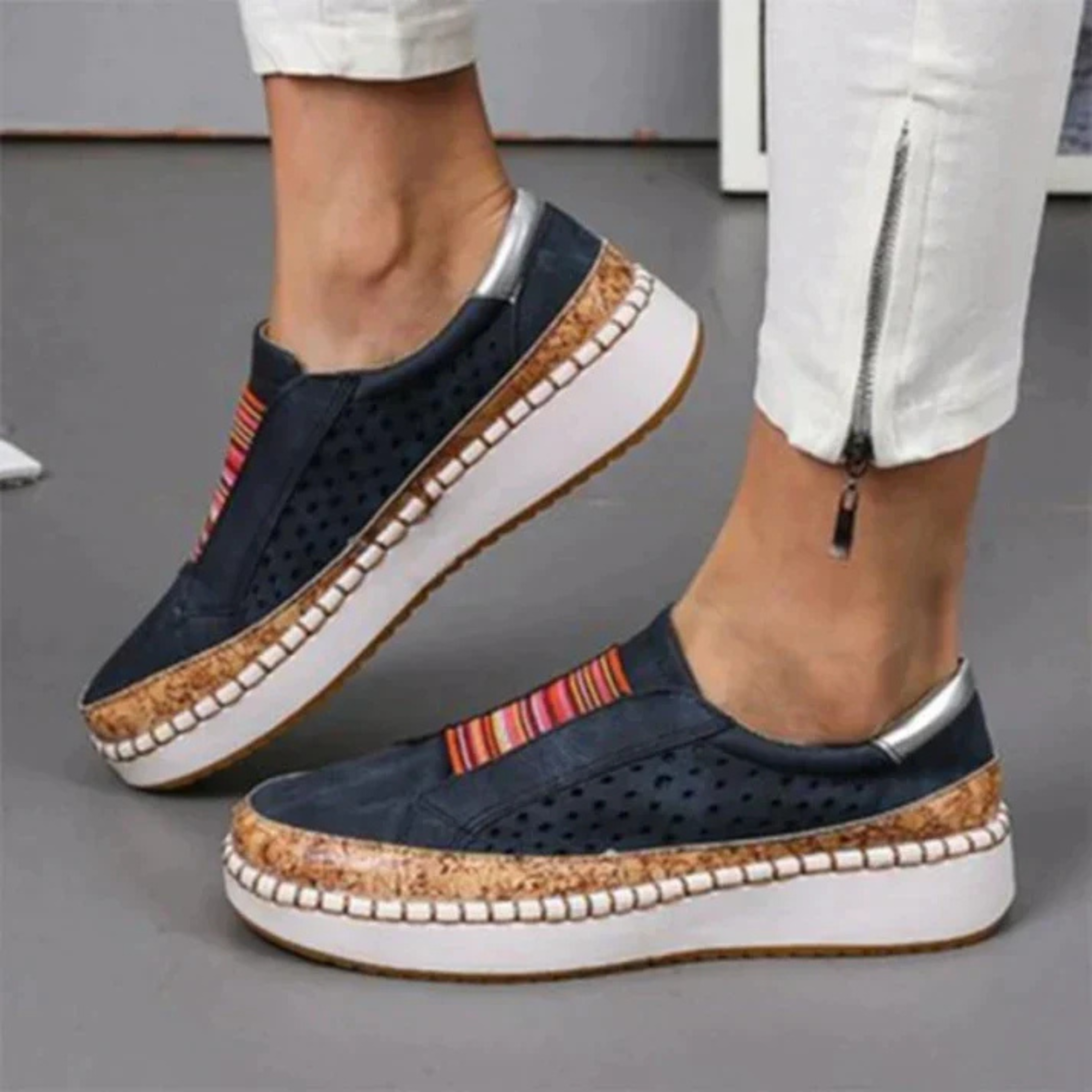Perforated Slip-On Shoes for Women