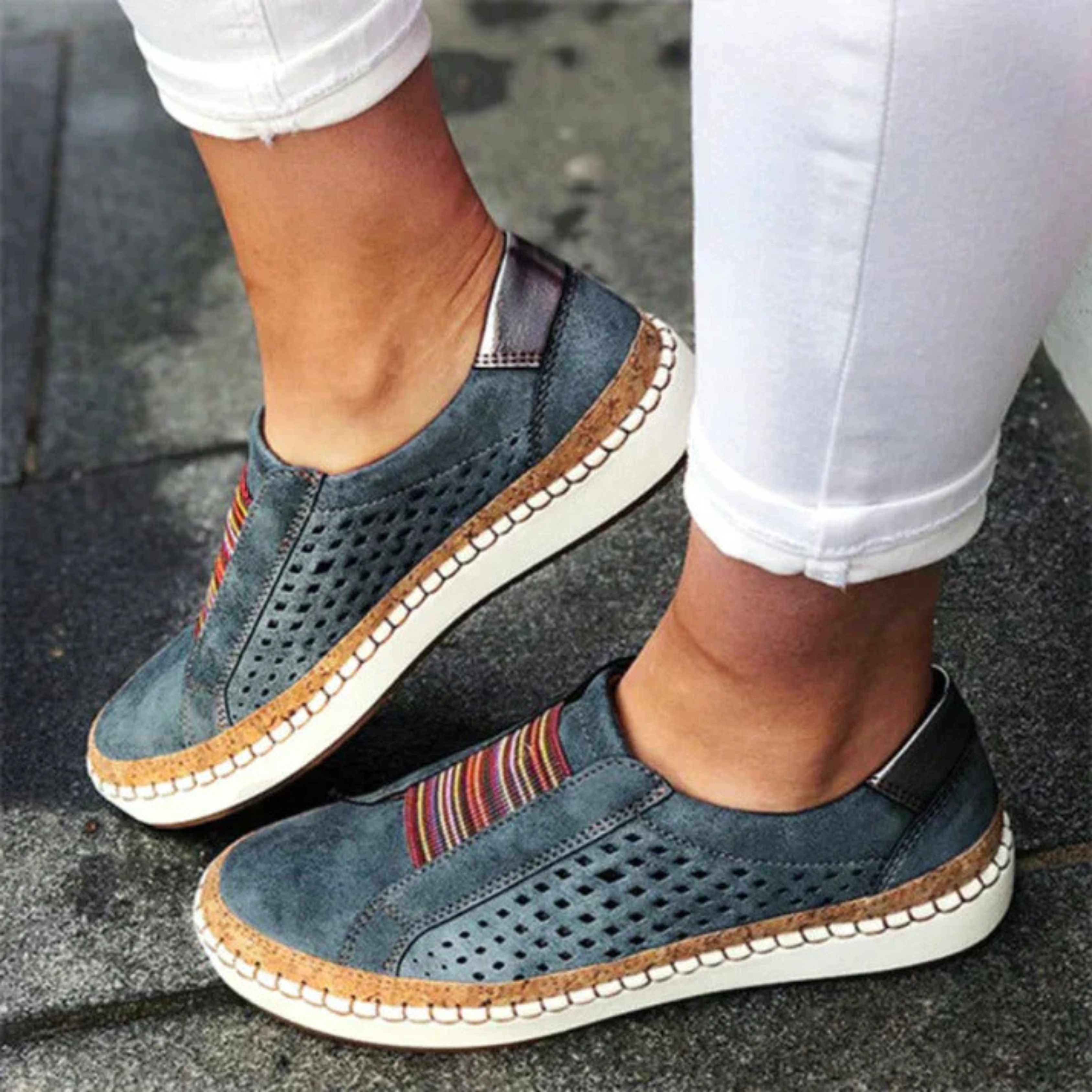 Perforated Slip-On Shoes for Women