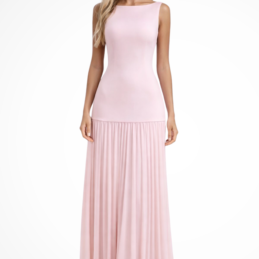 Elegant pleated long dress for women