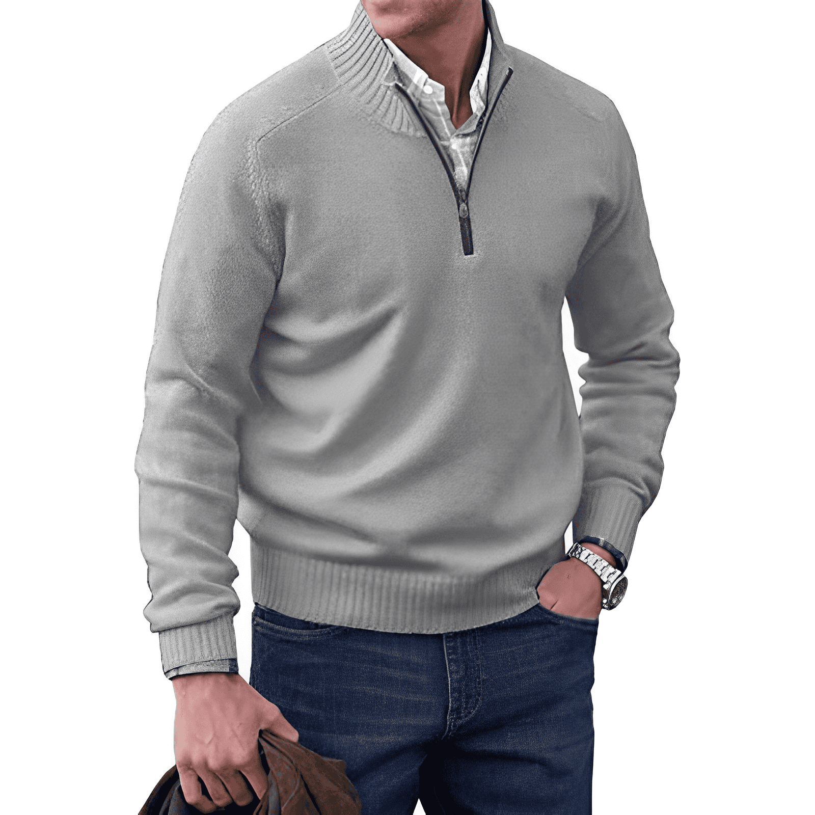 Men’s Quarter-Zip Sweater with a Classic Fit
