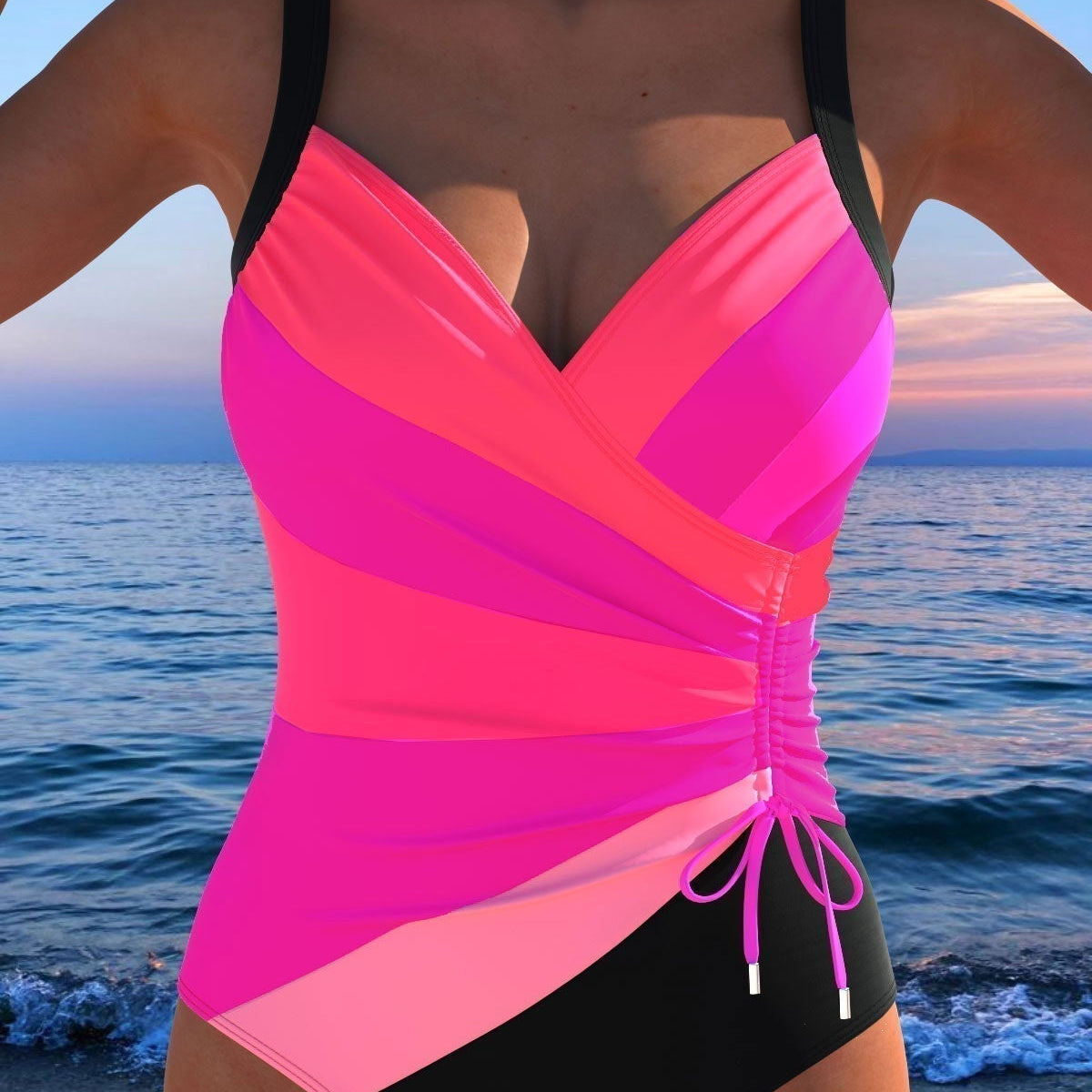 Women's flat tummy printed swimsuit