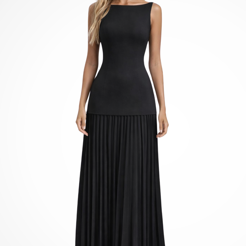 Elegant pleated long dress for women