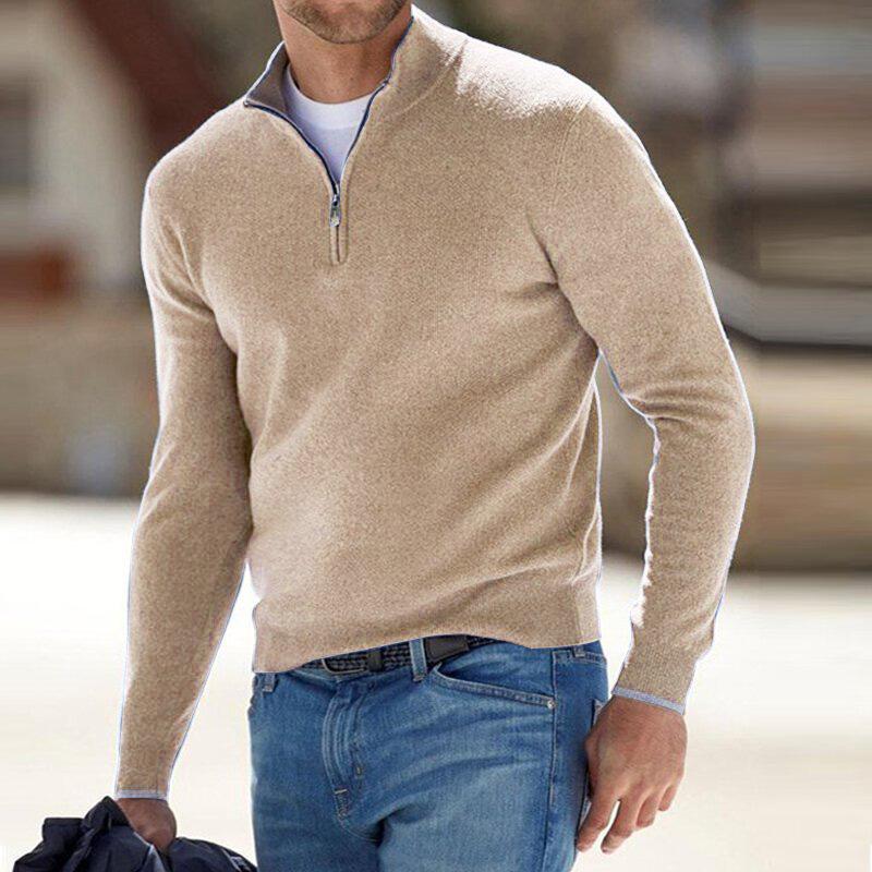Men’s Half-Zip Sweater with Stand-Up Collar
