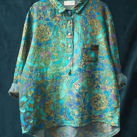 Casual Floral Women's Shirt - Artistic and Elegant Style