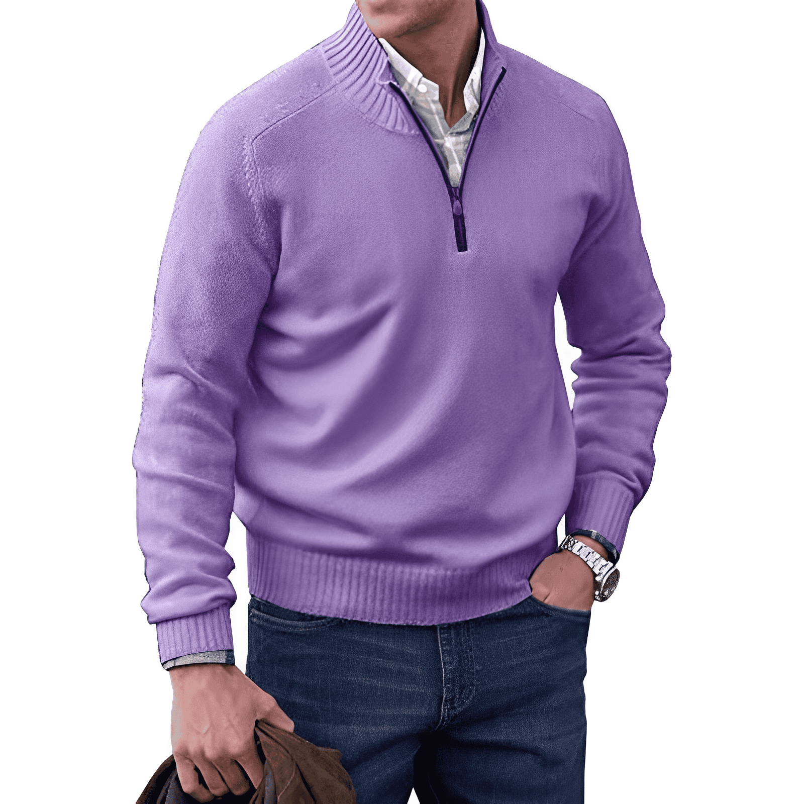 Men’s Quarter-Zip Sweater with a Classic Fit