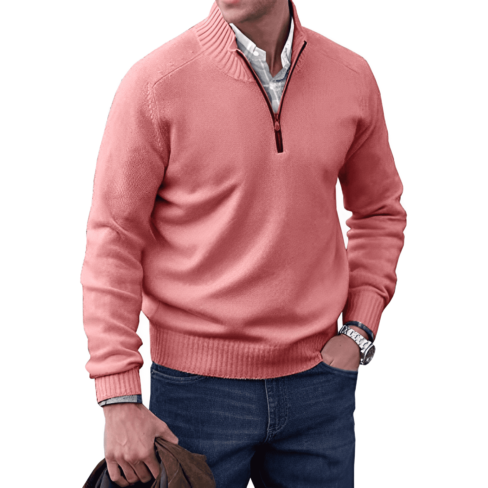 Men’s Quarter-Zip Sweater with a Classic Fit