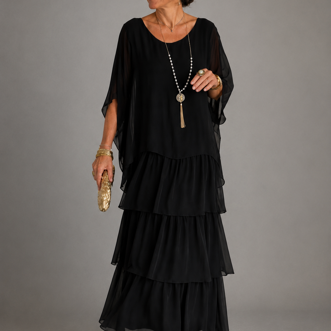 Women's Long Dress with Layered Ruffles