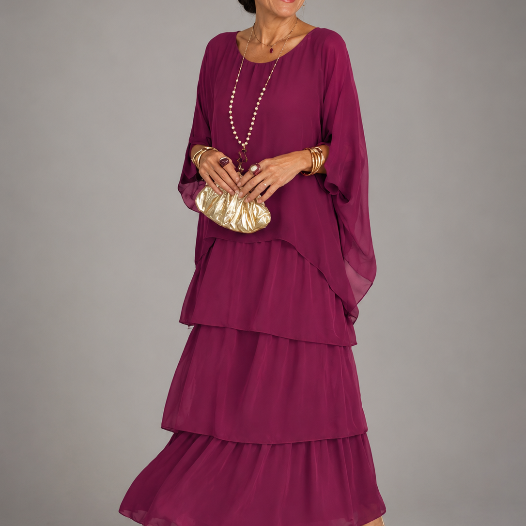 Women's Long Dress with Layered Ruffles