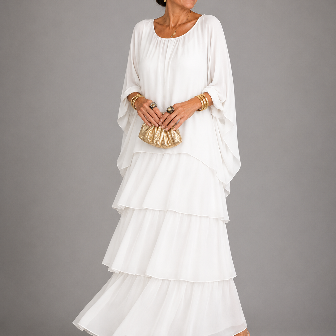Women's Long Dress with Layered Ruffles