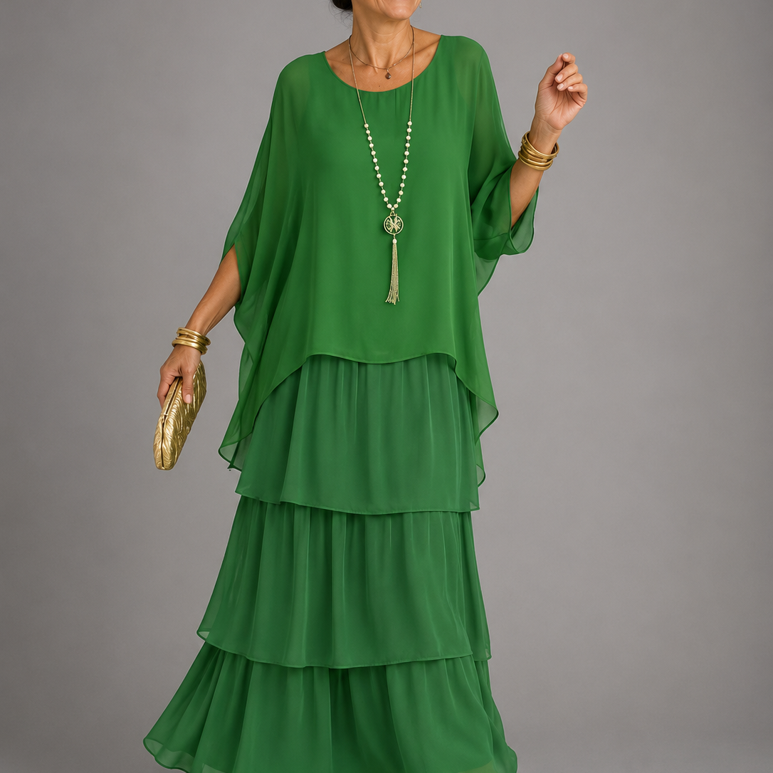 Women's Long Dress with Layered Ruffles