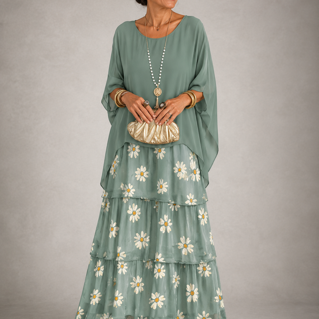 Women's Long Dress with Layered Ruffles