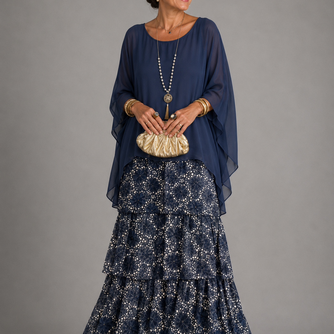 Women's Long Dress with Layered Ruffles