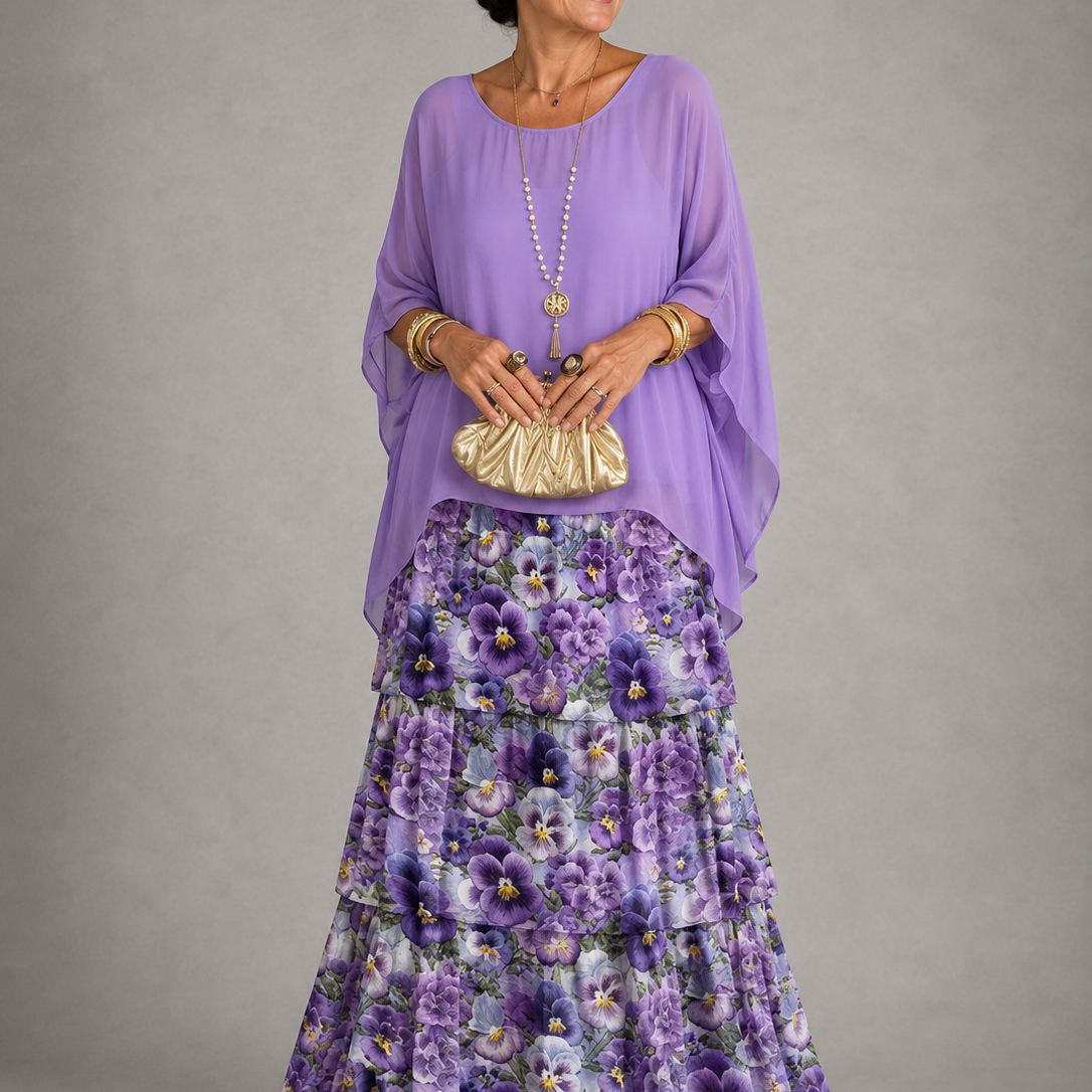 Women's Long Dress with Layered Ruffles
