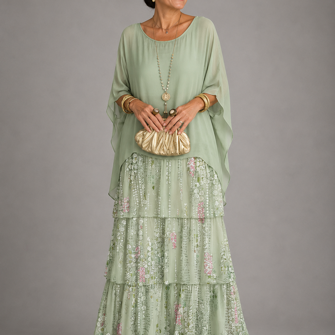 Women's Long Dress with Layered Ruffles