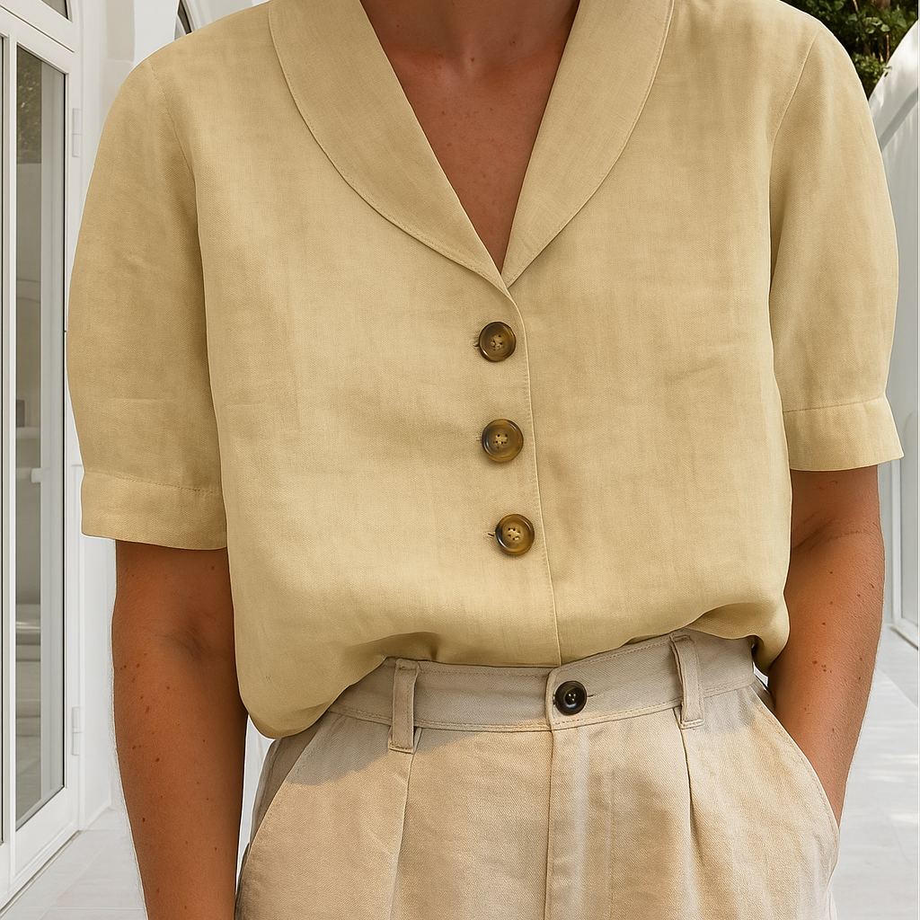 Women's Button-Down V-Neck Blouse