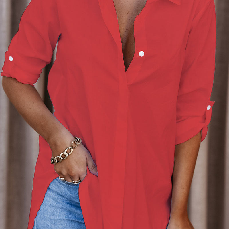 Camisa oversize casual de manga larga para mujer