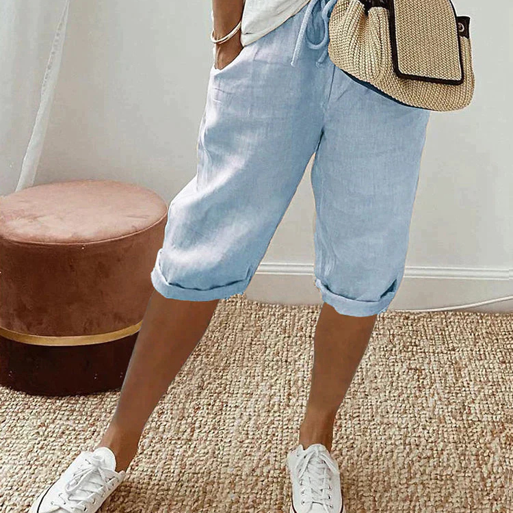 Bermuda corta para mujer con cintura ajustable