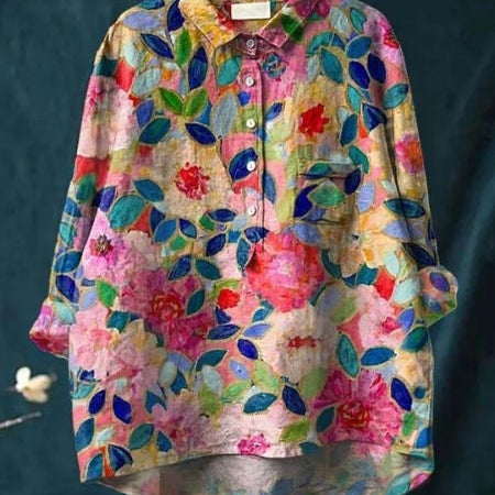 Casual Floral Women's Shirt - Artistic and Elegant Style