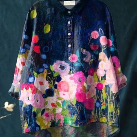Casual Floral Women's Shirt - Artistic and Elegant Style