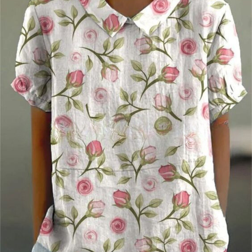 Blouse Fleurie Femme à Manches Courtes