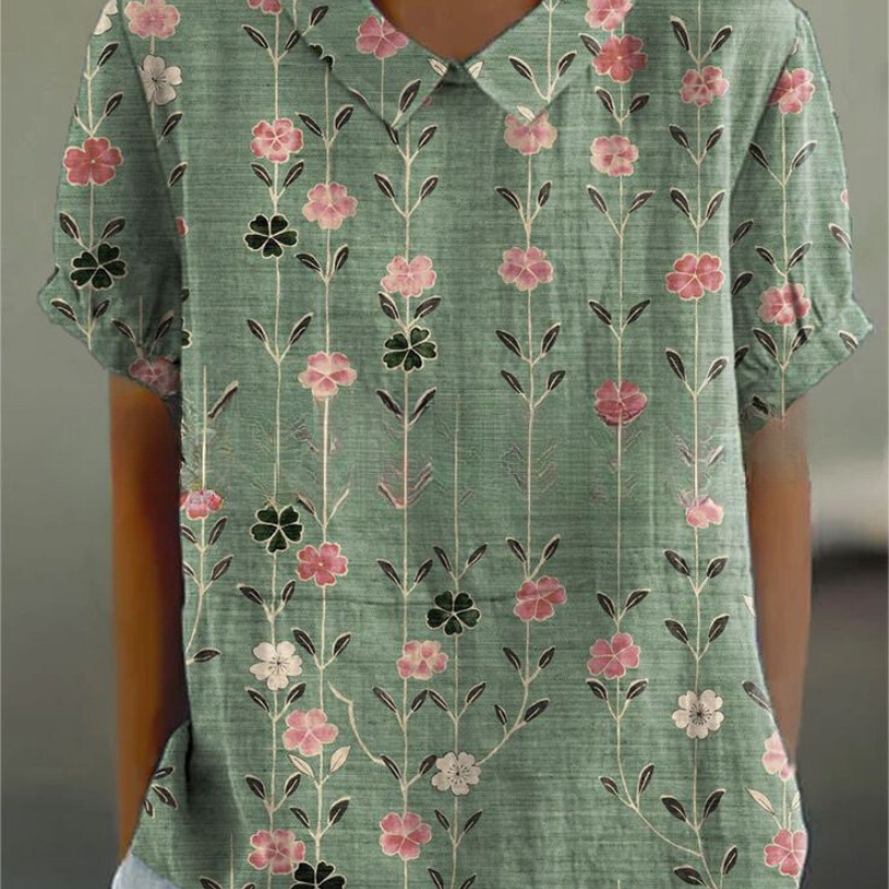 Blouse Fleurie Femme à Manches Courtes