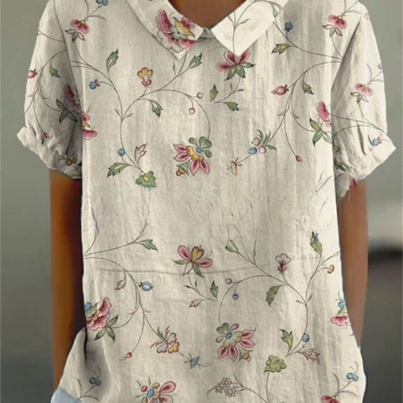 Blouse Fleurie Femme à Manches Courtes