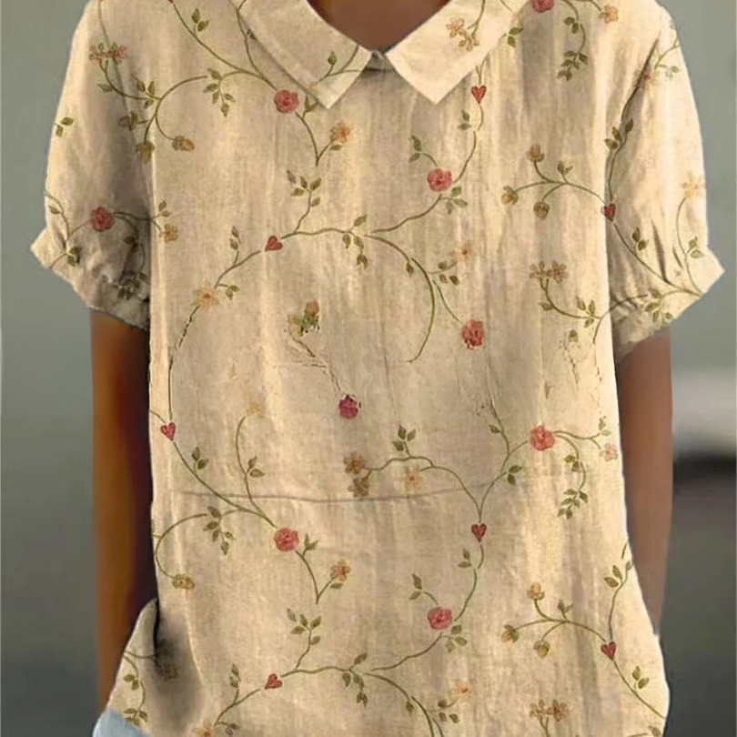 Blouse Fleurie Femme à Manches Courtes
