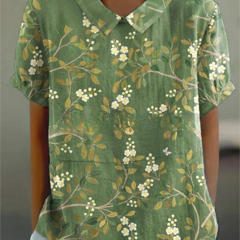 Blouse Fleurie Femme à Manches Courtes
