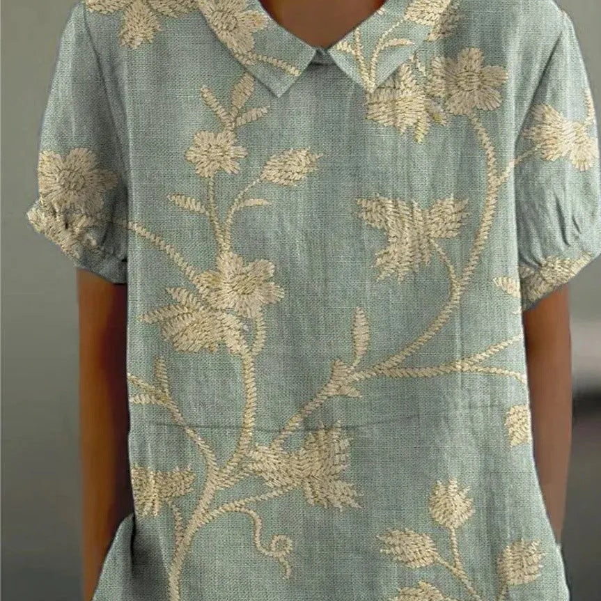 Blouse Fleurie Femme à Manches Courtes