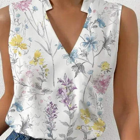 Elegant Sleeveless Wrap Blouse with V-Neck for Women