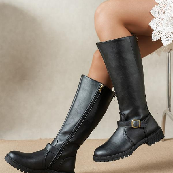 Women’s High Boots with Decorative Buckle