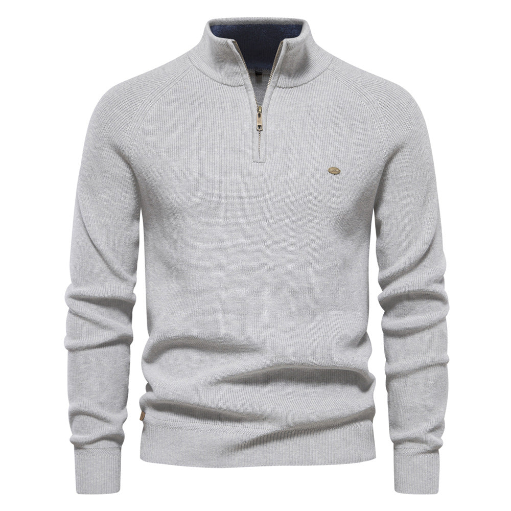 Men’s Pullover with Zippered Collar and Stylish Cut