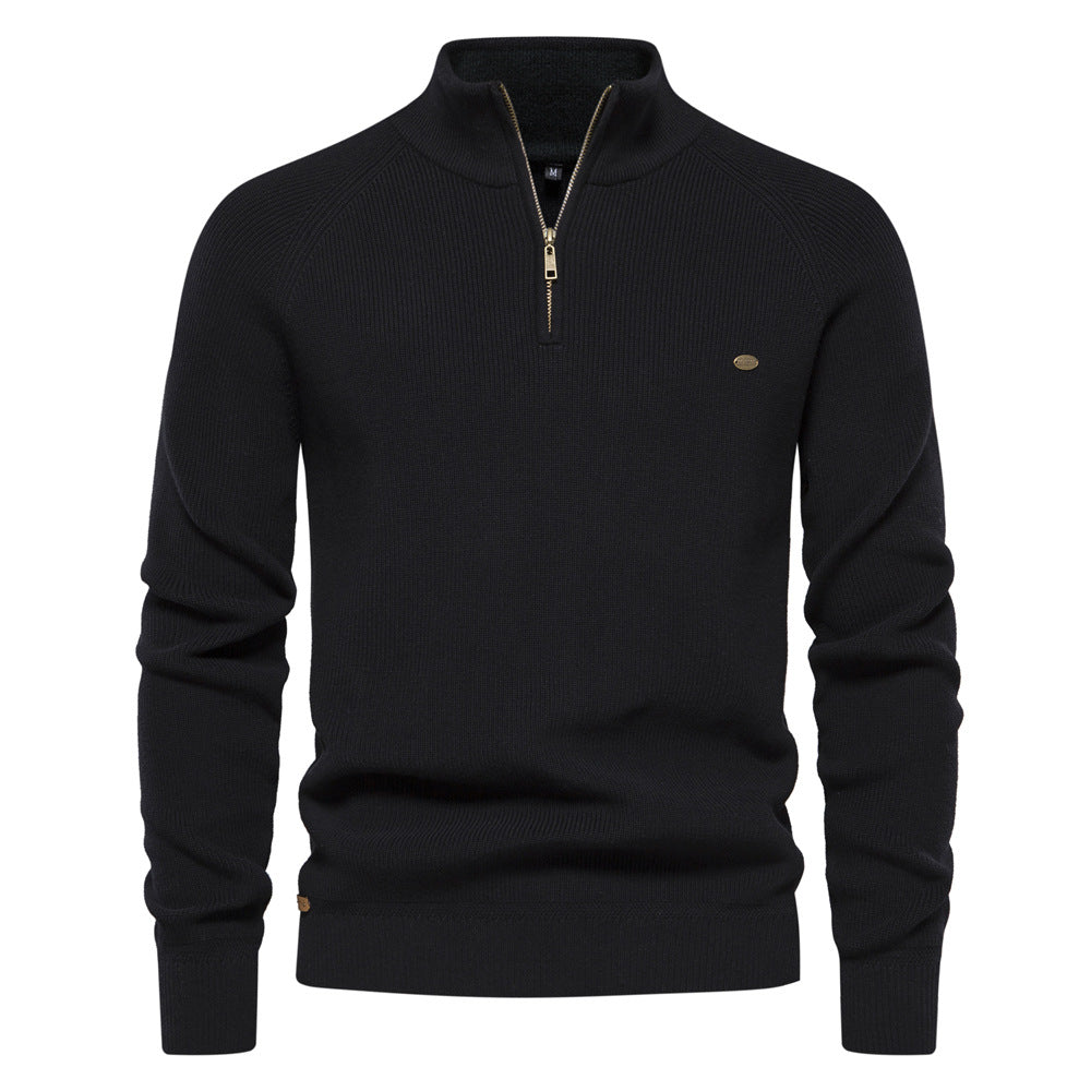 Men’s Pullover with Zippered Collar and Stylish Cut