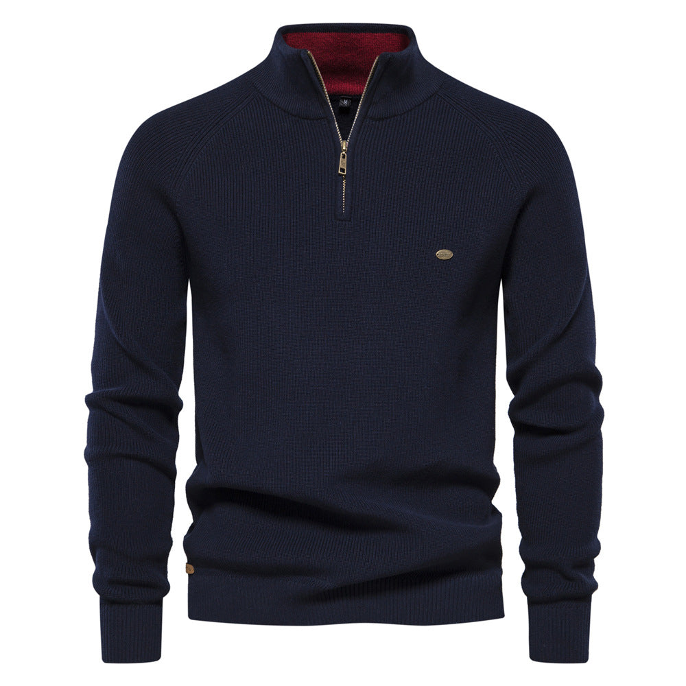 Men’s Pullover with Zippered Collar and Stylish Cut