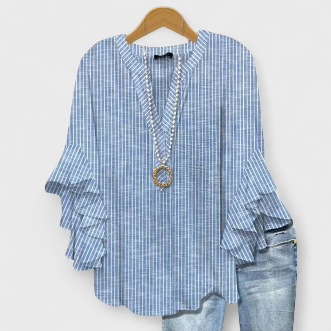 Blouse Femme Imprimée Manches Volants Coupe Ample